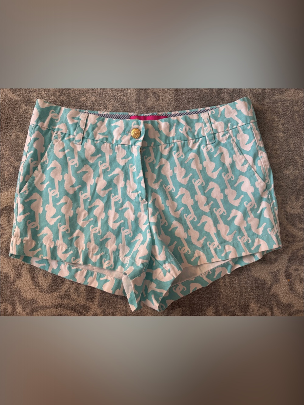 Macbeth Collection Aqua and White Whale Print High Waist Shorts